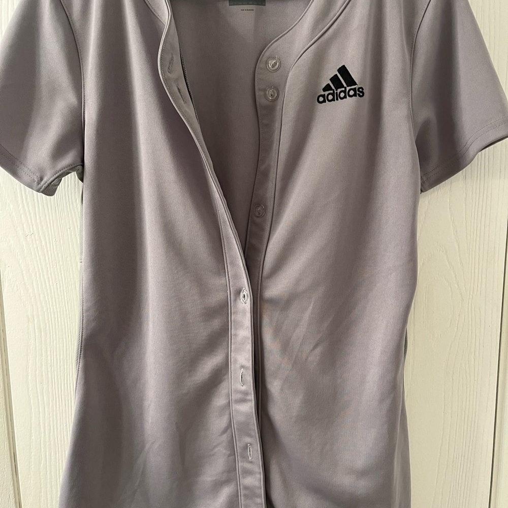 Adidas Men's Grey Button-Up Shirt